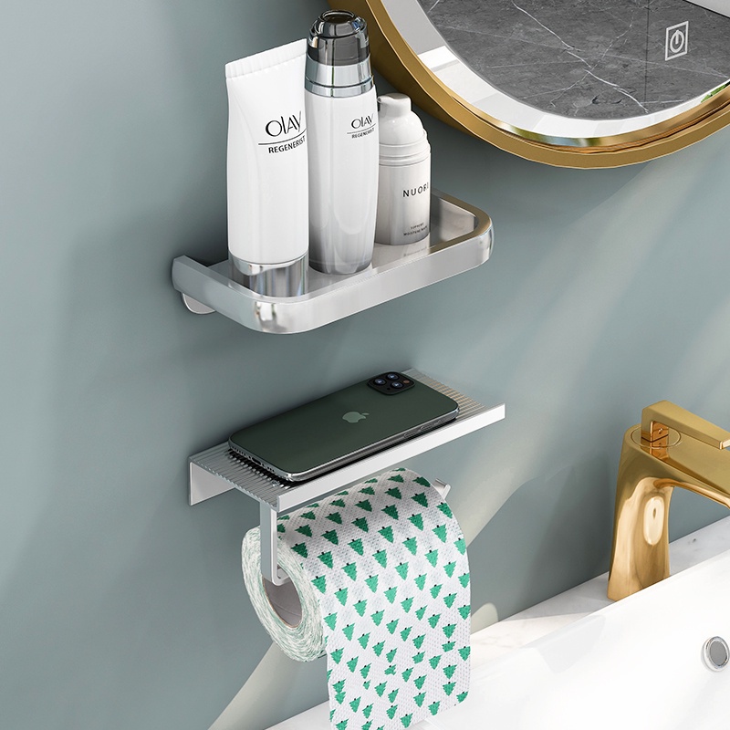 Giá đỡ cuộn giấy vệ sinh/điện thoại bằng nhôm không đường may tiện lợi cho nhà bếp/ nhà tắm