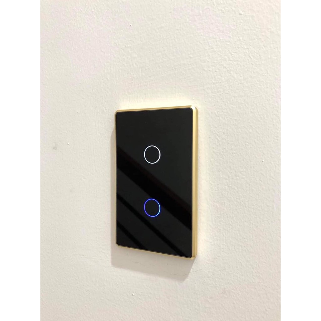 CÔNG TẮC ZIGBEE TUYA VIỀN VÀNG CẢM ỨNG 2 NÚT CHỮ NHẬT ĐIỀU KHIỂN BẬT TẮT HẸN GIỜ TỪ XA QUA ĐIỆN THOẠI