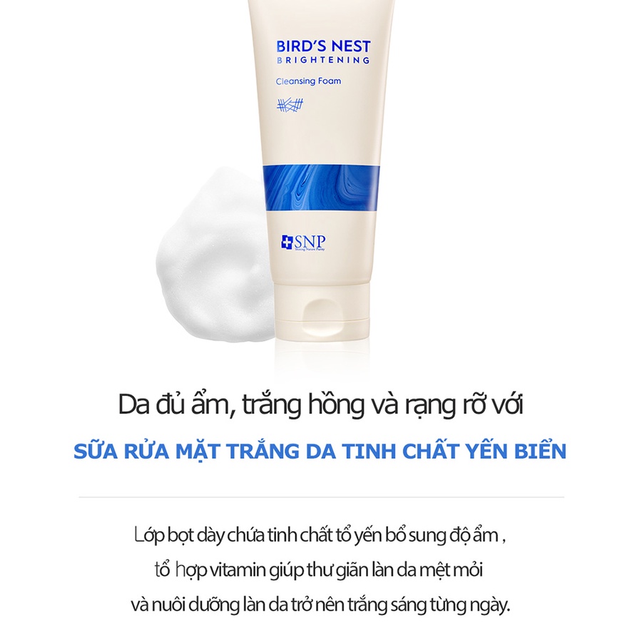 Sữa Rửa Mặt Dưỡng Ẩm Dưỡng Trắng Chuyên Sâu Tinh Chất Tổ Yến SNP Birds Nest Cleansing Foam (Mới)