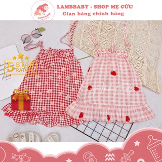 Váy trẻ em 2 dây buộc nơ, váy tole cho bé lanh lụa siêu mát