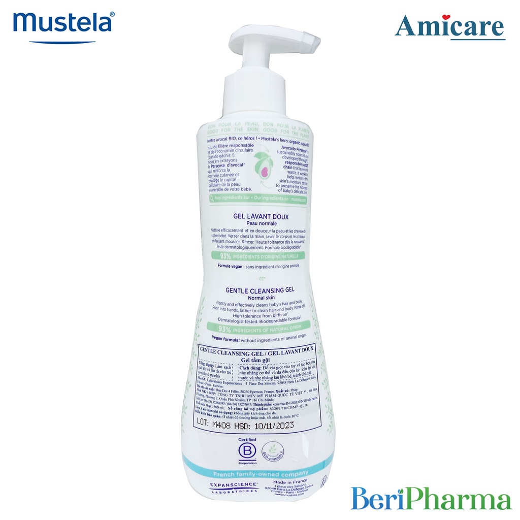 Mustela Gel Tắm Gội Gentle Cleansing Gel 500ml