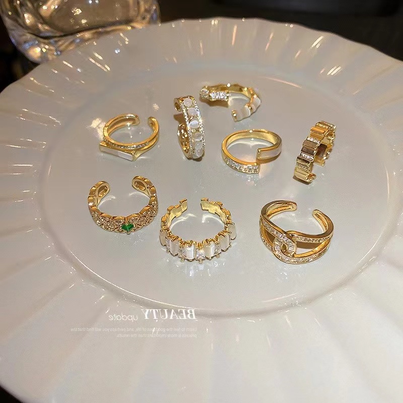 Nhẫn Đính Đá Zirconia Thời Trang Không Gây Dị Ứng Có Thể Điều Chỉnh Cho Nữ