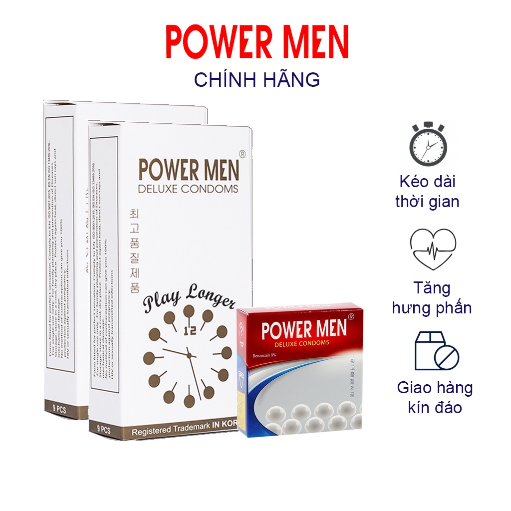 Combo 21 Bao cao su gân gai Powermen Play Longer Tăng khoái cảm, kéo dài thời gian quan hệ