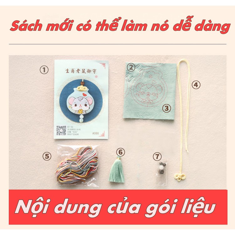 DIY Bộ 12 Túi Thêu Hình Cung Hoàng Đạo Tự Làm，Bùa bình Tử thêu tay，DIY Gói vật liệu nhân tạo