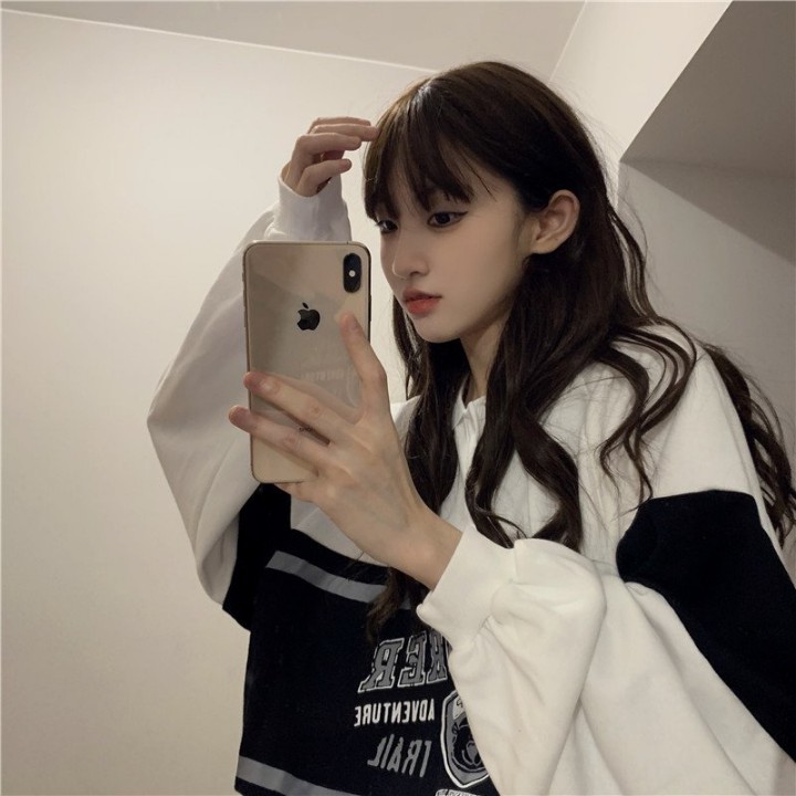 Áo sweater nữ/ Áo nỉ polo unisex dài tay form rộng tay bồng EXPLRER nam nữ phong cách Hàn Quốc RÔ STORE PL04