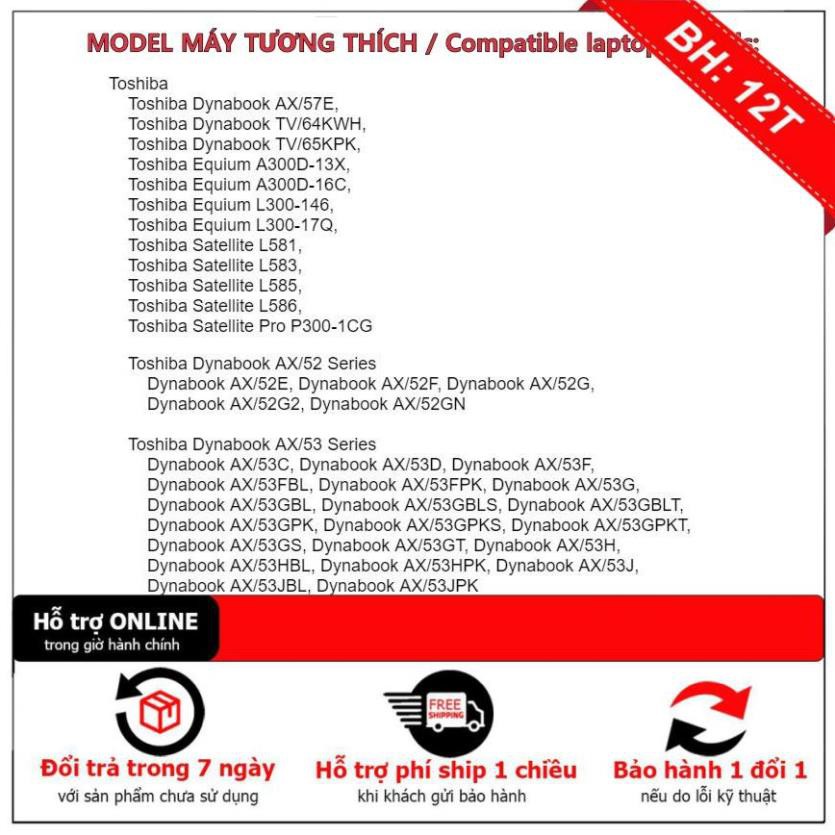 Pin Laptop TOSHIBA PA3534U  - 6 CELL- Satellite A200 A205 A210 A215 A300 A300D A305 A305D A350 A350D PA3535U