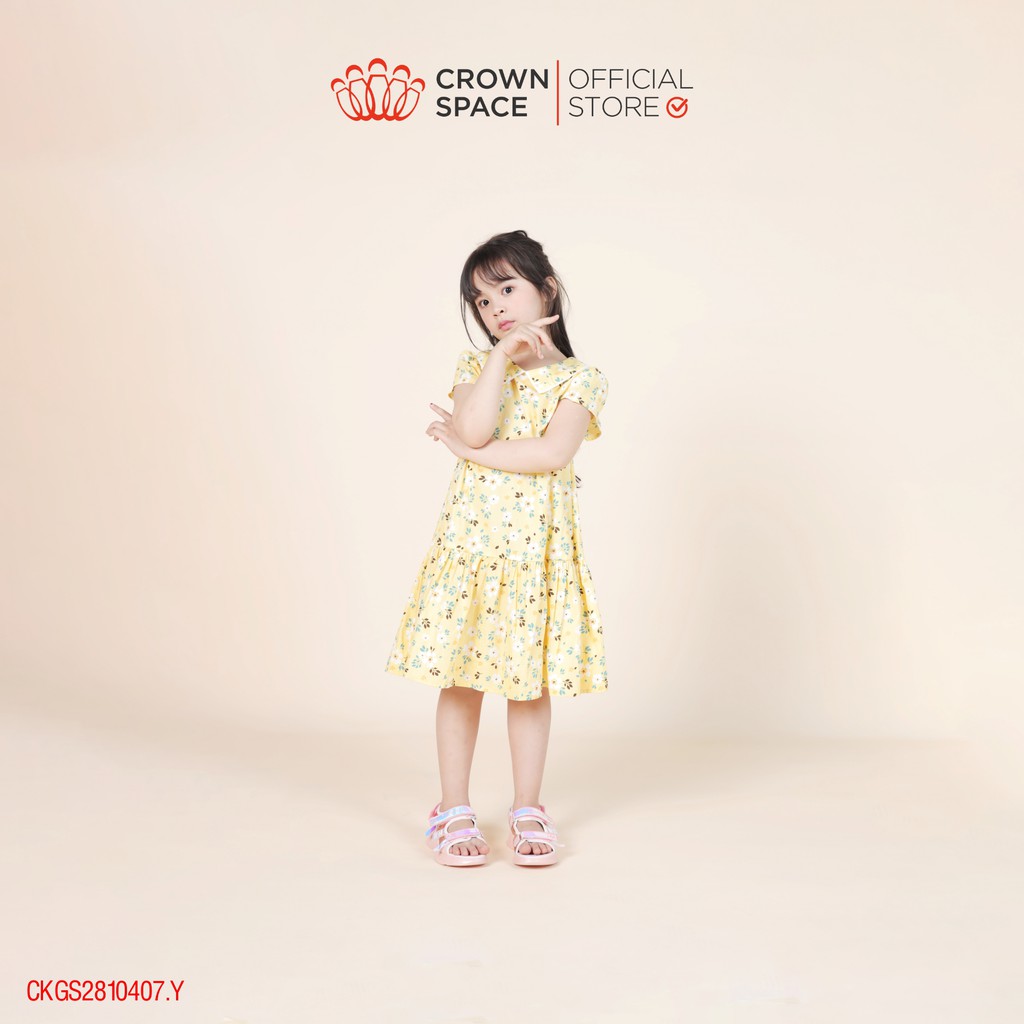 Váy Hoa Nhí Vàng Pastel Cho Bé Gái Chính Hãng Crown Space CKGS2810407.Y