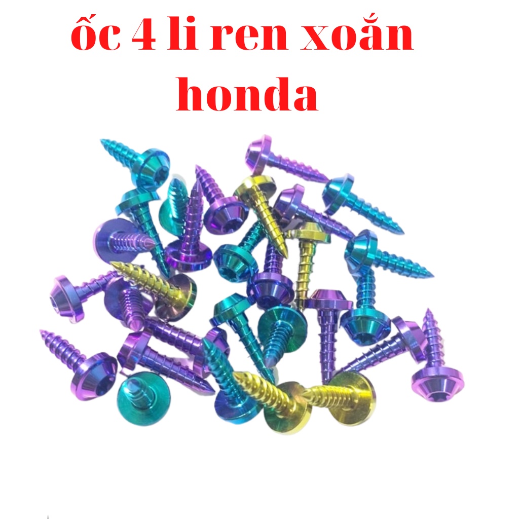 Ốc titan 4li gr5 ren xoắn lắp dàn áo xe honda như winner, sh, ab, vision ,lead ....
