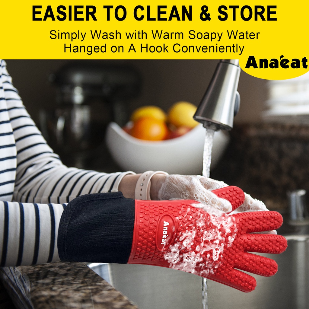 1pc Găng Tay Nấu Ăn ANAEAT  Bằng Silicon Cách Nhiệt Dáng Dài Tiện Lợi Cho Lò Vi Sóng / Lò Nướng