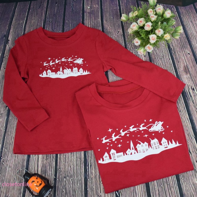 CL❀❀ Family Matching Mom Dad Kids Christmas Pyjamas Long Sleeve T-shirt Pants Sets