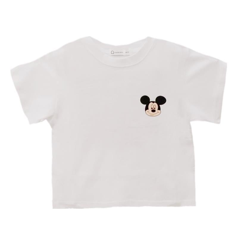 Áo Thun Tay Ngắn Chất Liệu Cotton In Hình Chuột Mickey Cho Bé Gái