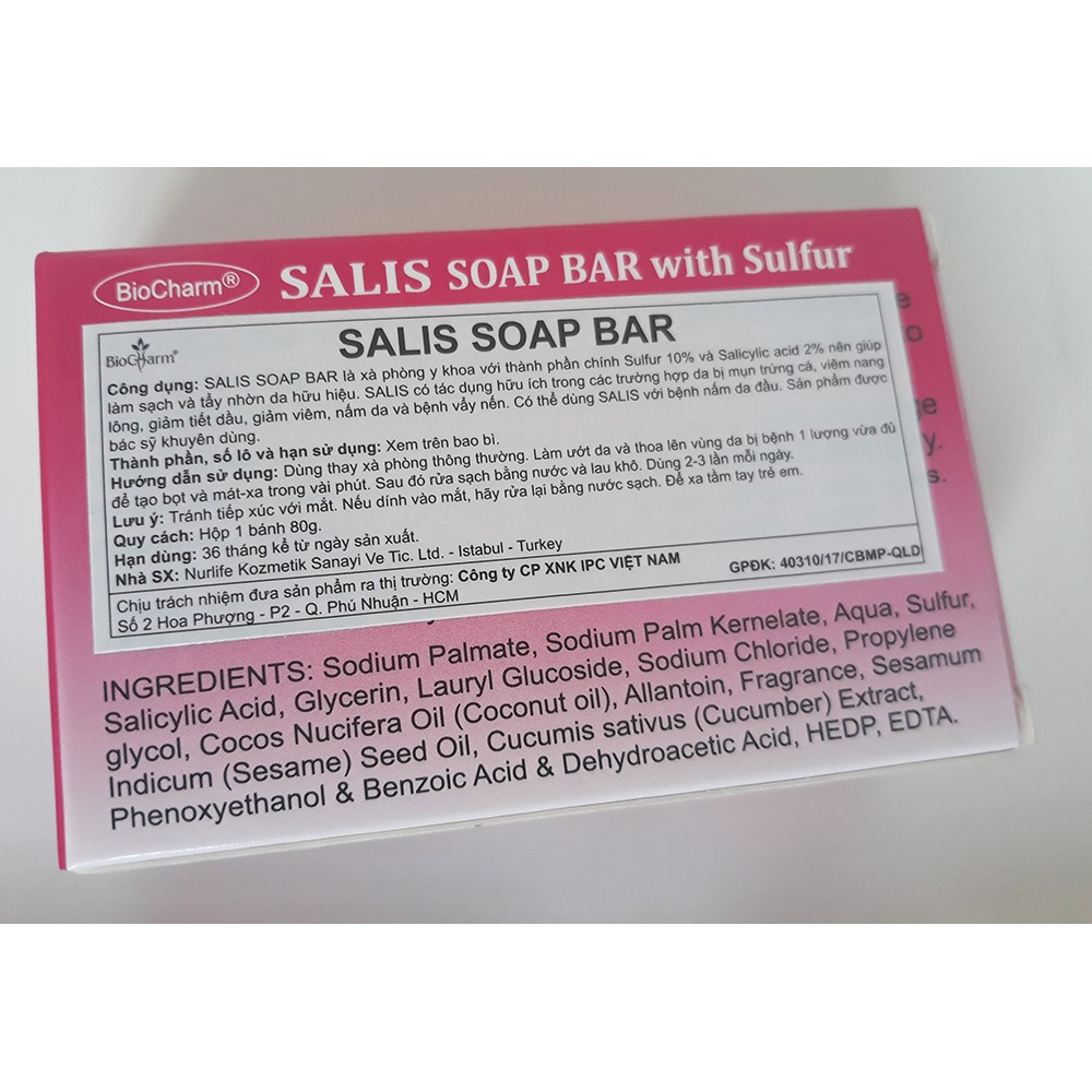 Xà phòng ngừa mụn nấm ngứa SATID và SALIS Soap Bar, bánh xà bông tắm hết viêm da đầu body cơ thể - Trung Đông Pharmacy