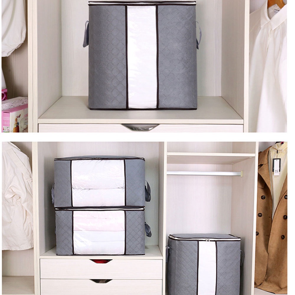 Túi Đựng Quần Áo / Chăn Mền Bằng Vải Không Dệt Chống Thấm Nước Có Khóa Kéo Có Thể Gấp Gọn