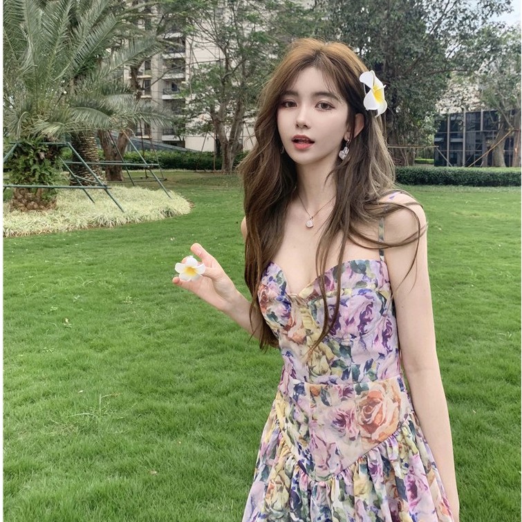 Đầm Hai Dây In Họa Tiết Hoa Xinh Xắn Dành Cho Nữ | BigBuy360 - bigbuy360.vn