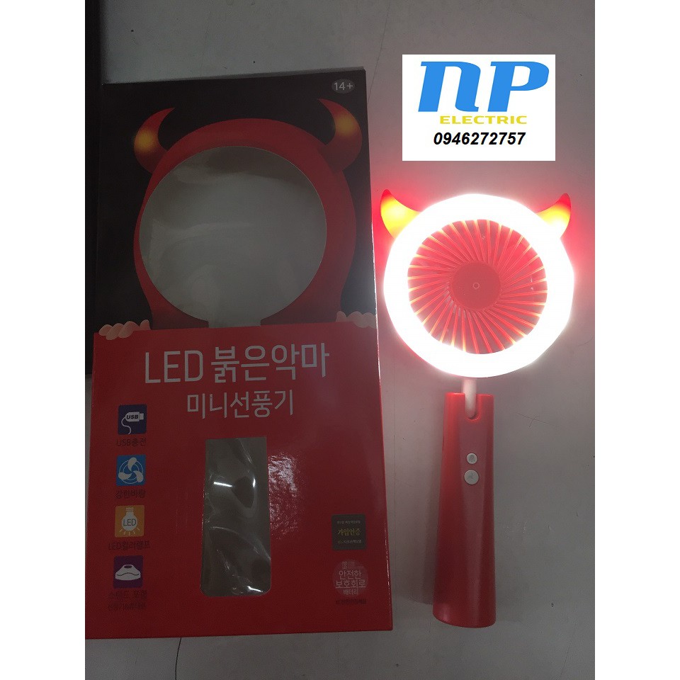 QUẠT SẠC LED MINI HÀN QUỐC 2 TỐC ĐỘ GIÓ