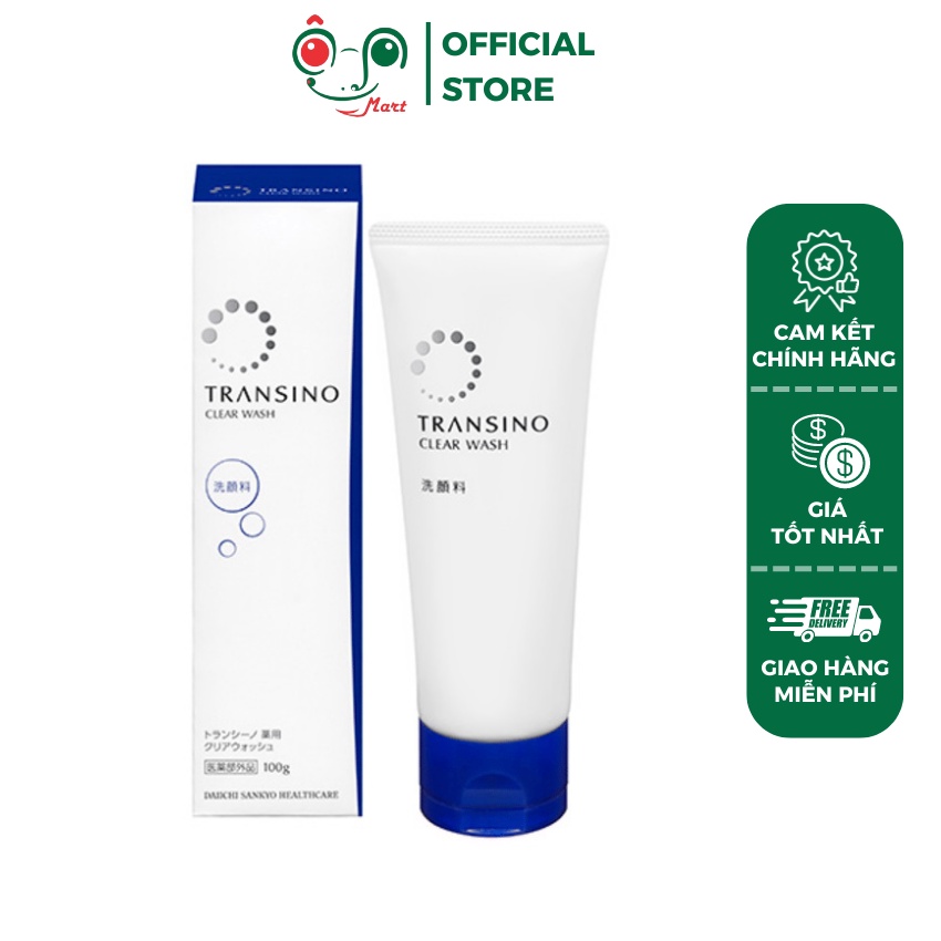 Sữa rửa mặt trắng da Transino Clear Wask 100g dưỡng trắng giảm thâm nám tàn nhang hiệu quả