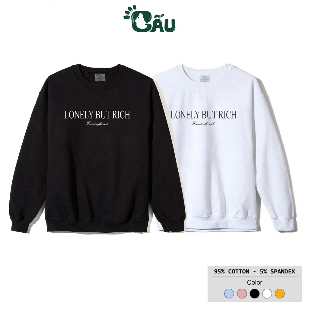 Áo sweater GẤU 194 vải nỉ thu đông co dãn, dày dặn mềm mịn form rộng phong cách Unisex - LONELY BUT RICH | BigBuy360 - bigbuy360.vn