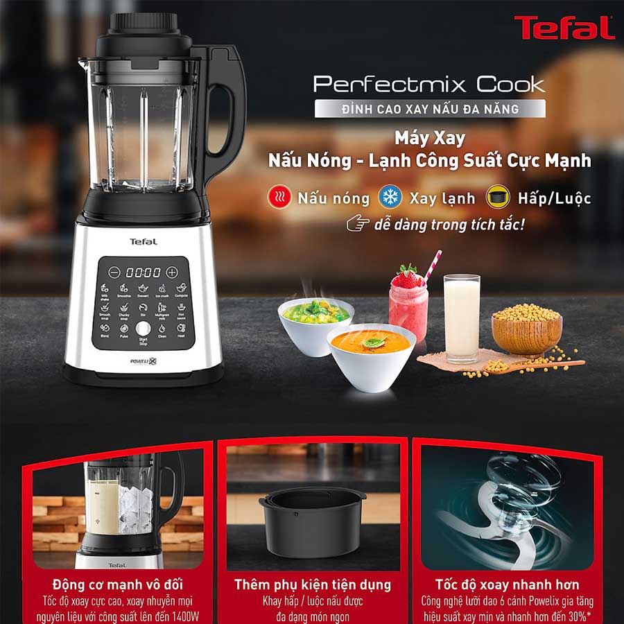 Máy xay sinh tố và làm sữa hạt Tefal BL83SD66 1400W - Mua kèm Máy Vắt Cam 0 Đồng - Chính hãng - HAPOS