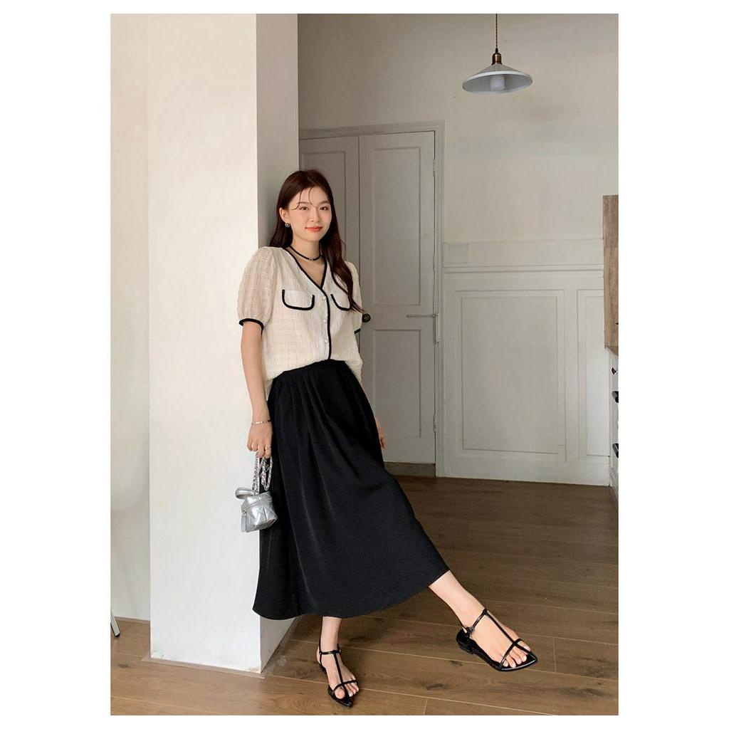 Áo Khoác Cardigan Cổ V Ngắn Tay Phối Nút Ngọc Trai Thời Trang Mùa Hè Dành Cho Nữ 6