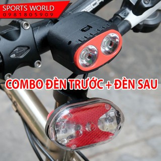 Đèn bộ xe đạp giá rẻ (đèn trước + đèn sau) 515+516 sử dụng pin AA