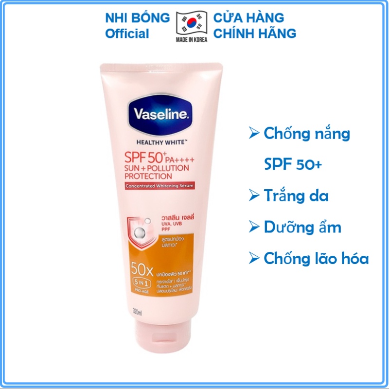 [ BẢN MỚI ] Sữa Dưỡng Thể - Kem Dưỡng Body Vaseline Perfect Serum 50X Tuýp 320ml Giúp da trắng sáng mịn màng giảm thâm