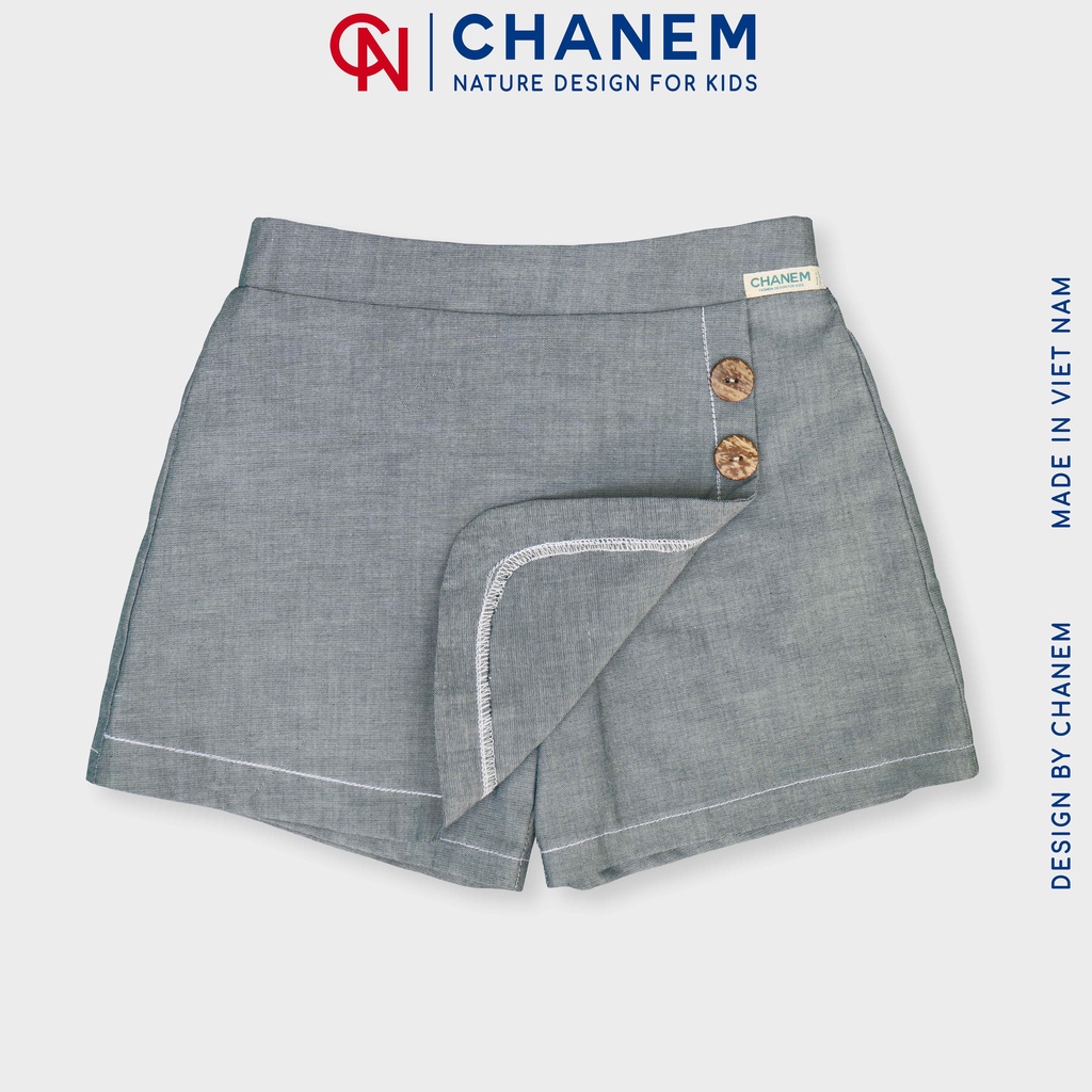 Quần váy bé gái phối cúc lưng thun co giãn chất liệu jean giấy LUCY CHANEM cho bé từ 1 - 10 tuổi
