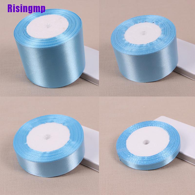 [Risingmp] Sky Blue 25 Yards Silk Satin Ribbon Wedding Party Decoration Gift Wrapping Christmas New Year Apparel Sewing Fabric Diy