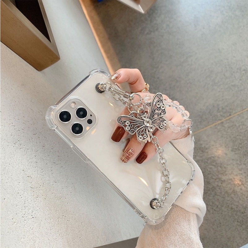 Ốp Điện Thoại Họa Tiết Bươm Bướm Kèm Dây Đeo Cho Samsung Note 20 S20 S8 S9 Plus A12 A22 A32 4G 5G A30 A50S A71 A20S A02S