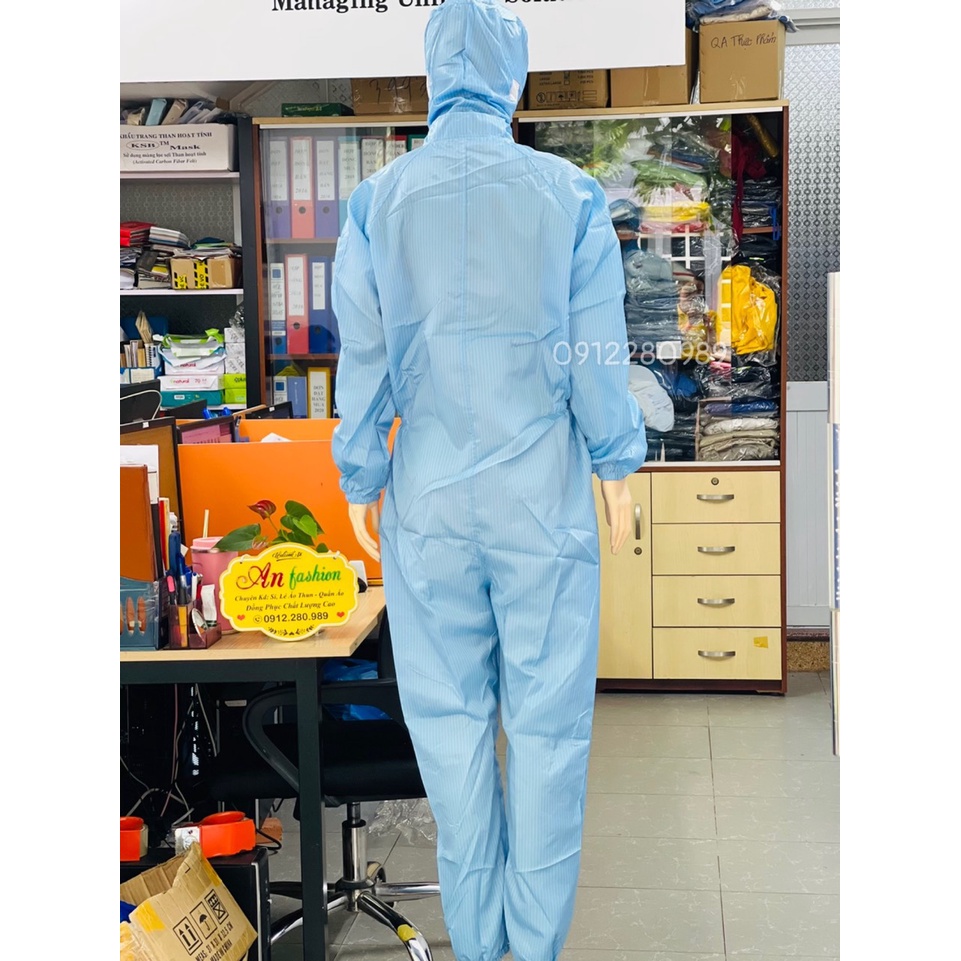 Áo liền quần liền nón chống bụi, chống tĩnh điện _ Hình chụp thật