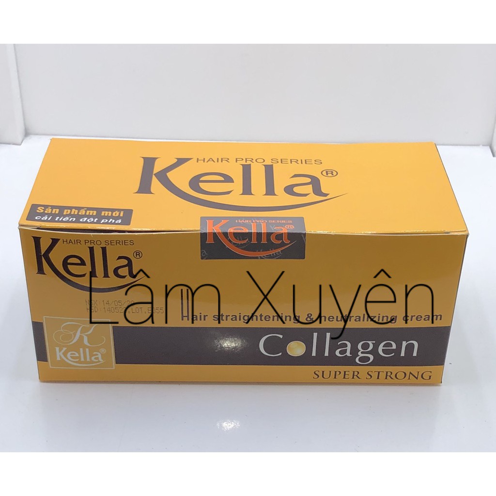 Thuốc duỗi tóc Kella collagen super strong 500ml siêu khỏe hộp màu vàng  duỗi tóc thẳng tự nhiên, chuyên  dụng