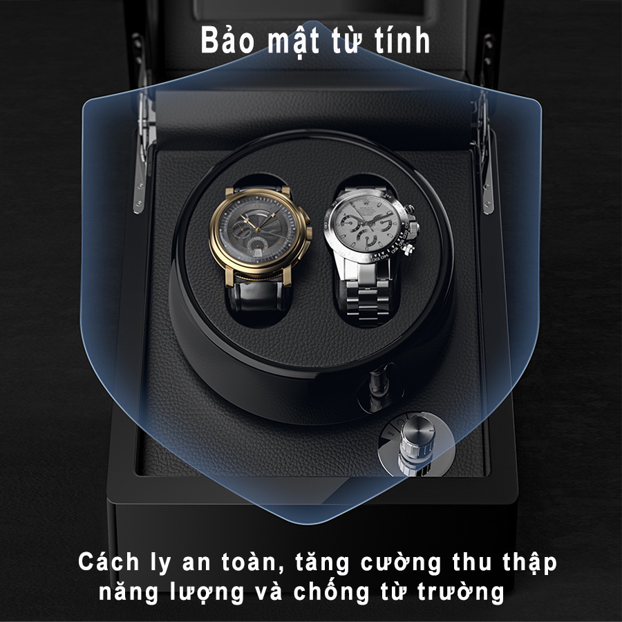 Hộp Xoay Đồng Hồ Cơ - Tủ Lắc Lên Cót Đồng Hồ Tự Động Quay Cao Cấp [BH 2 Năm]