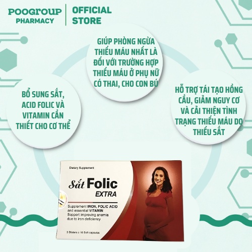 Viên uống Sắt Folic Extra bổ sung sắt cho mẹ bầu, ngăn ngừa thiếu máu, bồi bổ cơ thể