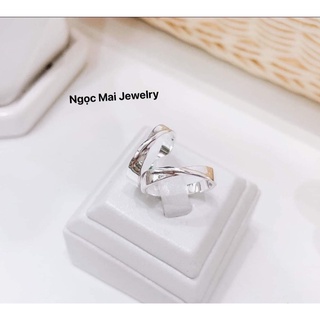 Nhẫn đôi bạc ta dạng xoắn quẩy có thể khắc tên - Ngọc Mai Jewelry