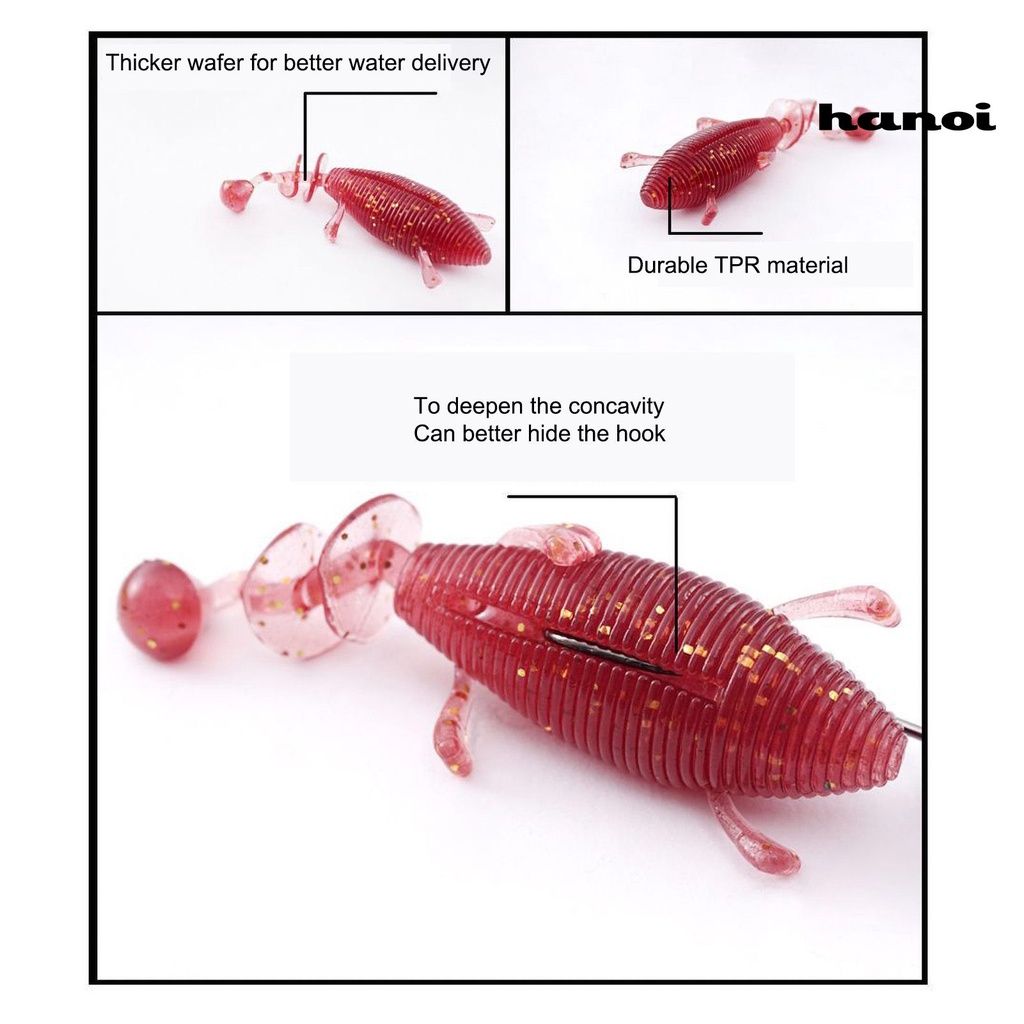 Set 3 Mồi Câu Cá Giả Hình Côn Trùng Bằng Silicon Mềm 11g