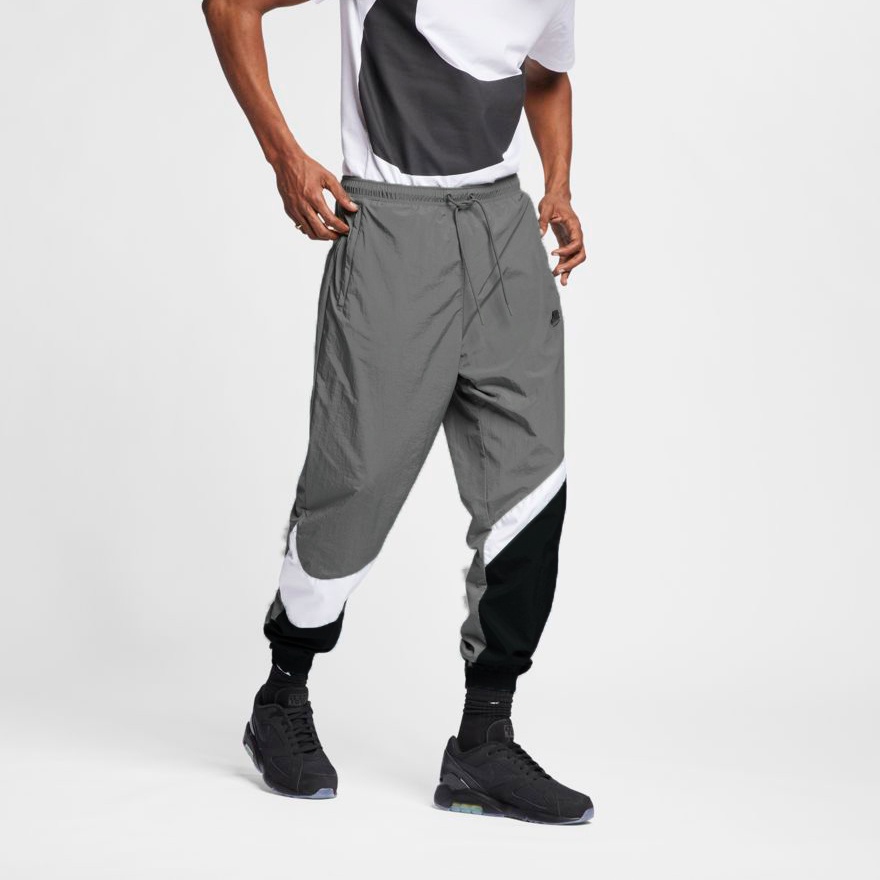 QUẦN DÀI NAM THỂ THAO N.KE SPORTWEAR SWOOSH WOVEN PANTS - XÁM PHỐI ĐEN