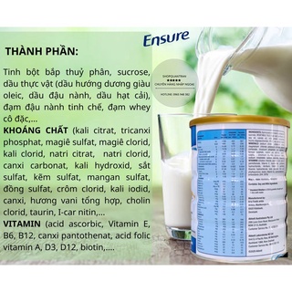 Sữa ensure úc hộp 850g hương vanilla chính hãng