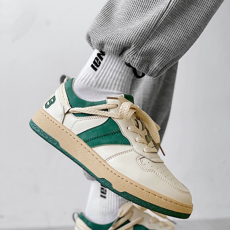 Giày sneaker Ielgy cột dây khối màu thời trang chống mài mòn cho nam