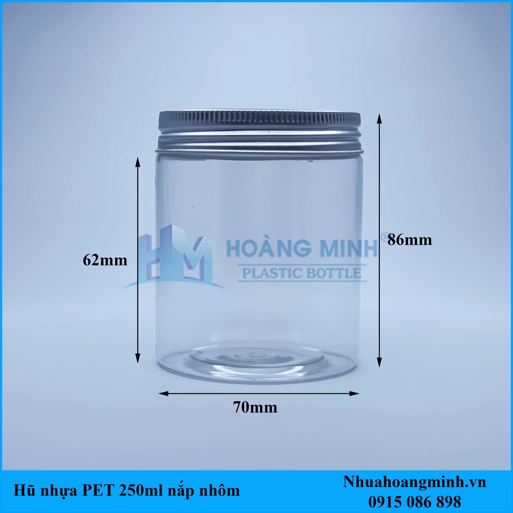 combo 10 Hũ Nhựa PET 250ml Cao Nắp Nhôm Giá (Sỉ) Xuất Xưởng Nắp Chặn Miệng Hũ
