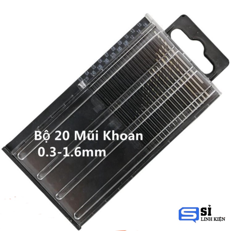 Bộ 20 Mũi Khoan 0.3-1.6mm