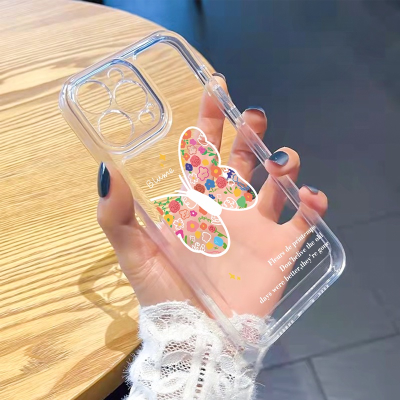 Suntaiho Ốp lưng iphone Suntaiho Ốp lưng iphone Ốp Điện Thoại dẻo trong suốt họa tiết bướm thích hợp cho IPHONE 11 PRO 13 PRO MAX 12 PRO MAX XSMAX XR 7 8 PLUS
