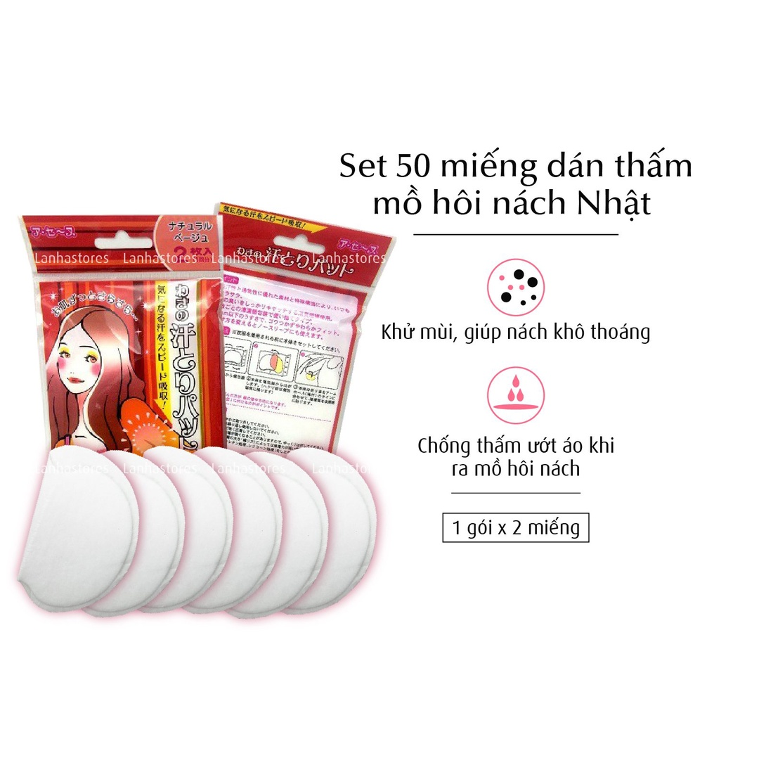 Combo 50 gói miếng dán thấm mồ hôi nách [CÓ CHE TÊN]