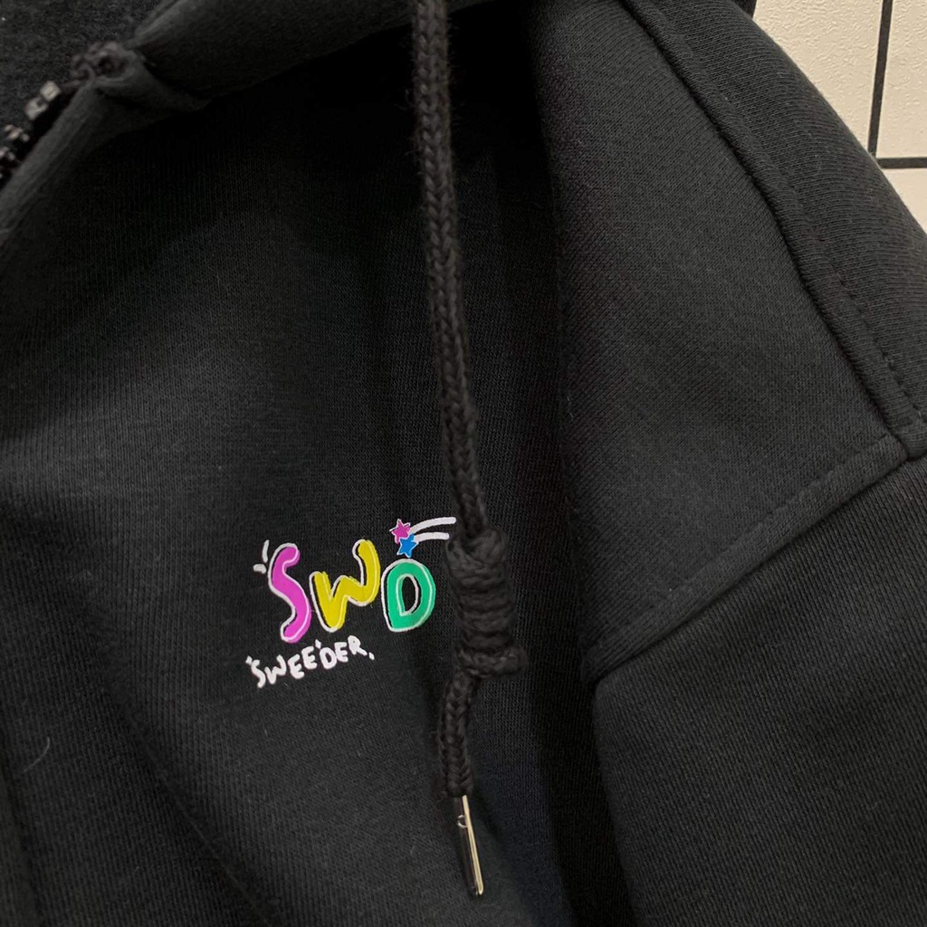 Áo Khoác Hoodie RAINBOW SWD Phối Dây Kéo Vải Nỉ Bông Form Rộng Ulzzang | BigBuy360 - bigbuy360.vn