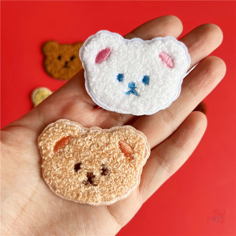 ☸ Sticker Ủi Thêu Hình Đầu Gấu Dễ Thương ☸ 1 Cái Tự May Thêu Trên Sắt Trên Huy Hiệu Miếng Vá