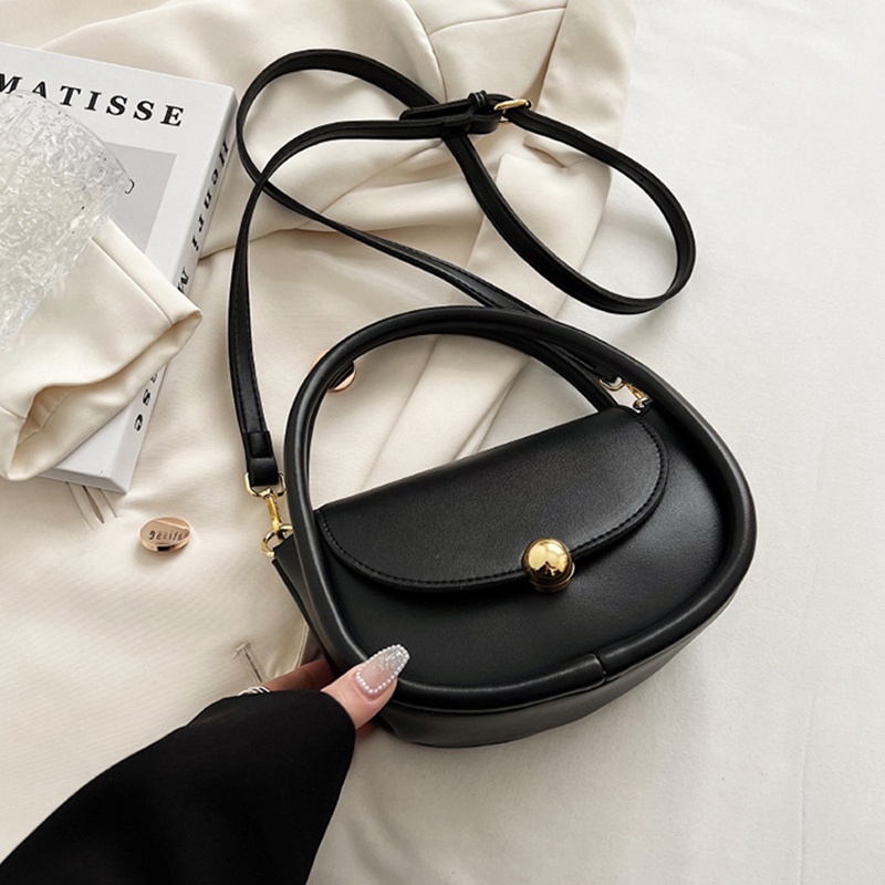 Túi Đeo Chéo Dáng Tròn Nhỏ Màu Trơn Thời Trang Xinh Xắn Cho Nữ