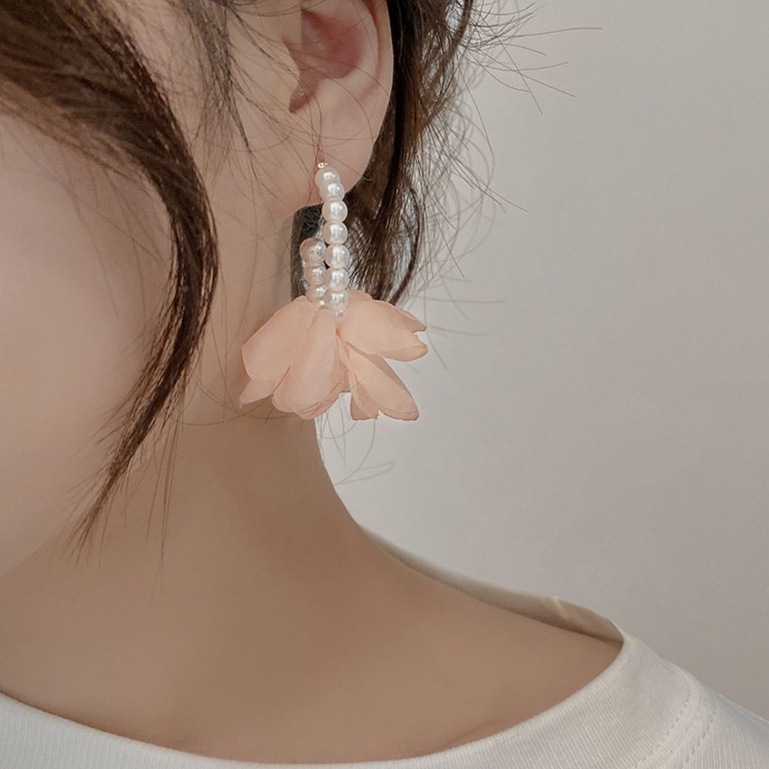 Bông Tai Hình Hoa Đính Ngọc Trai Phong Cách Hàn Quốc Thời Trang Cho Nữ