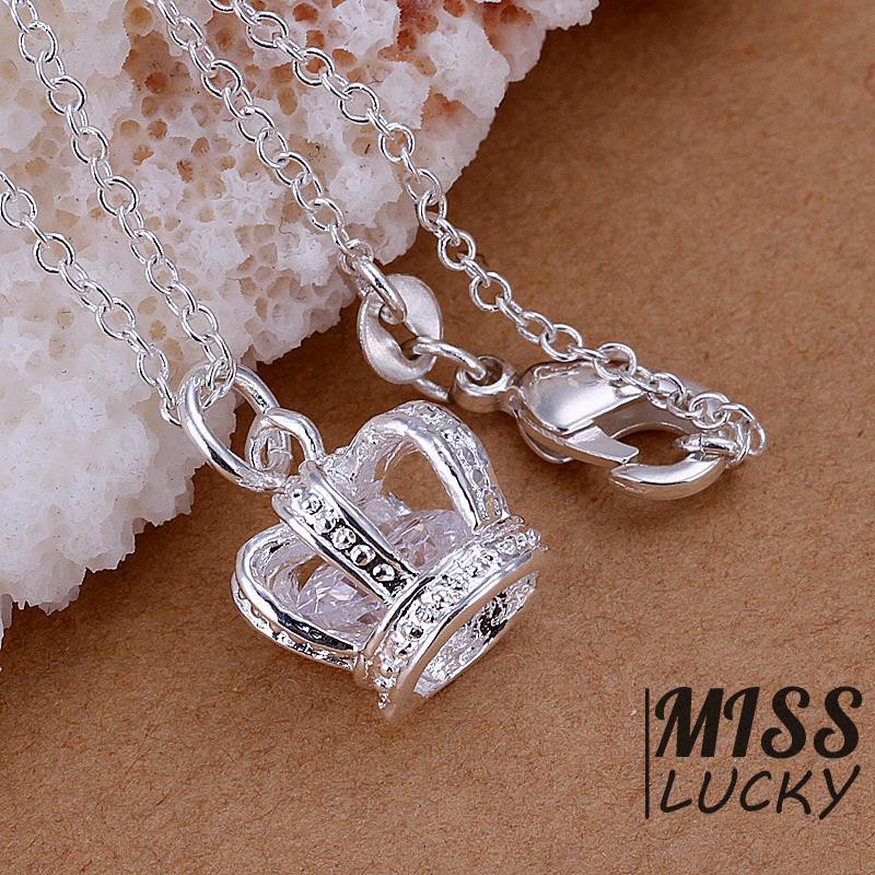 Mặt dây chuyền hình vương miện đính đá lấp lánh cho phái nữ