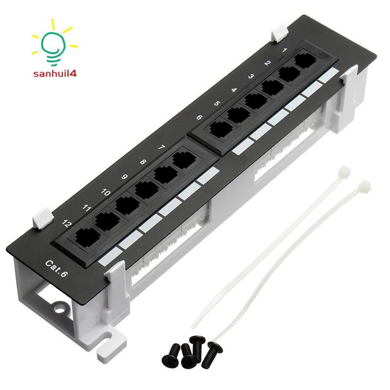 Network Tool Kit 12 Port CAT6 Patch Panel RJ45 Networking Wall Mount Rack with Surface Wall Mount Bracket