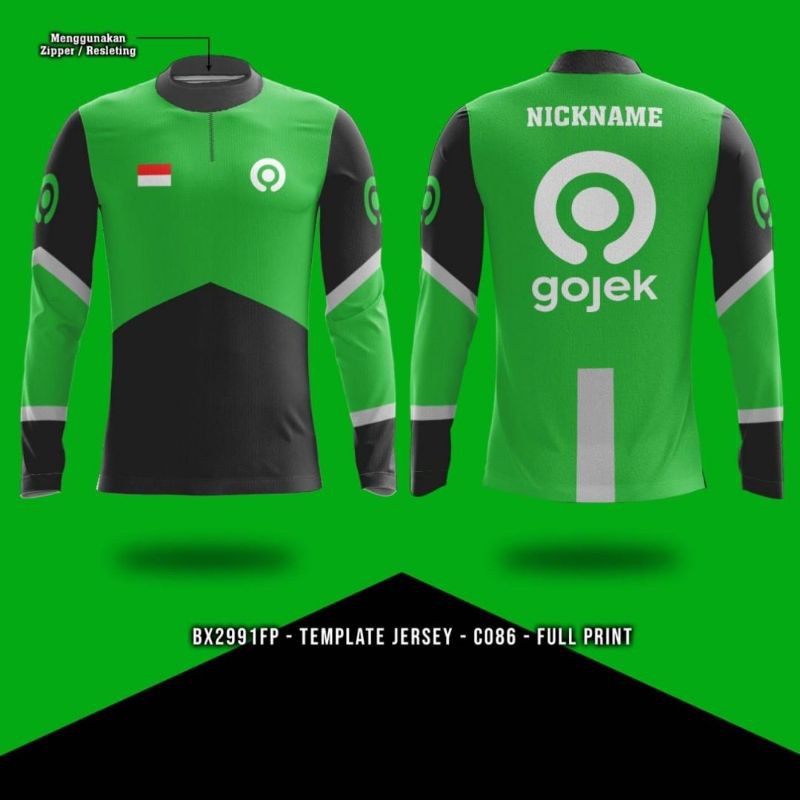 Áo Thun Jersey Grab Gojek Fullprint Boleh Letak