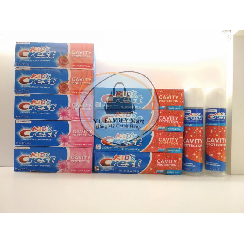 KEM ĐÁNH RĂNG CHO BÉ Kid’s Crest nhiều vị 119g