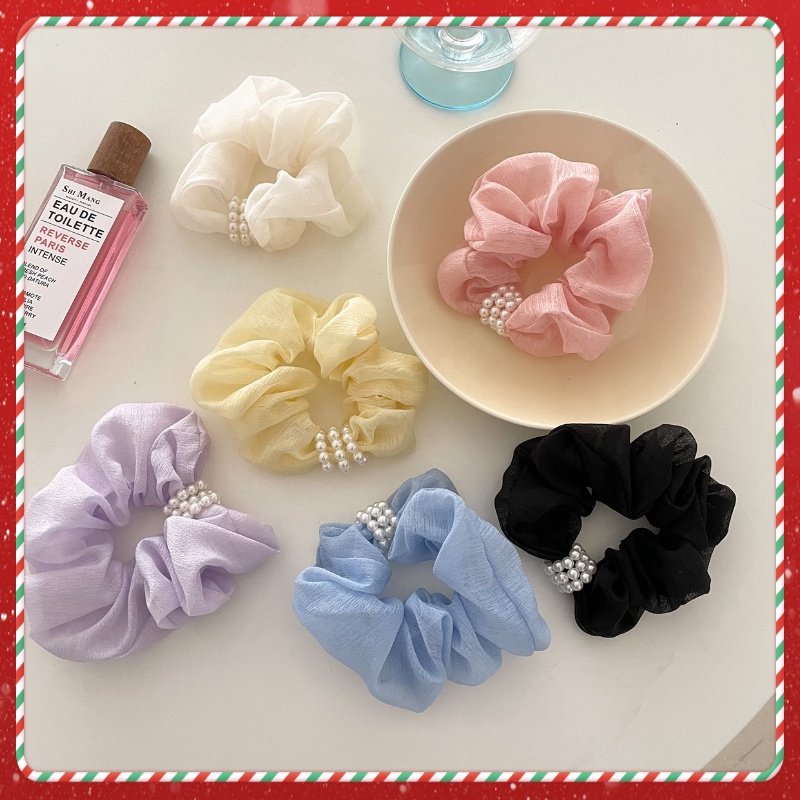 Scrunchies Cột Tóc Buộc Tóc Đính Ngọc LIN Ngọt Ngào